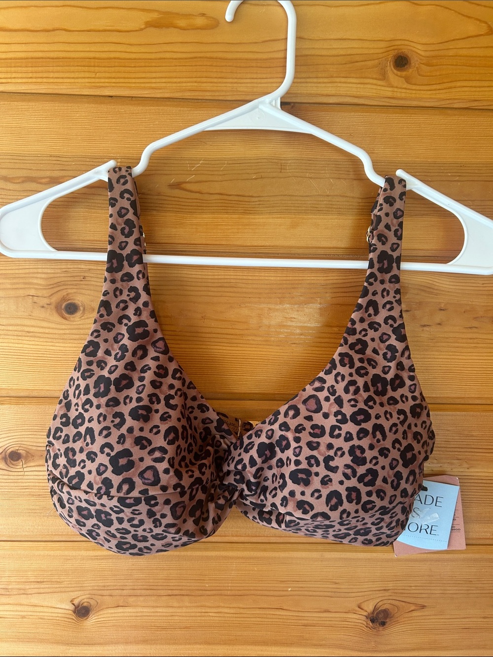 Shade & Shore Leopard-Print Bikini Top in Brown and Black